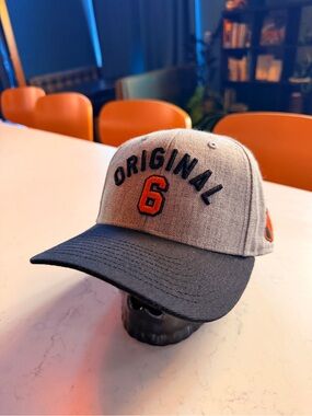 Original 6 Grey & Black Cap with Orange Accent